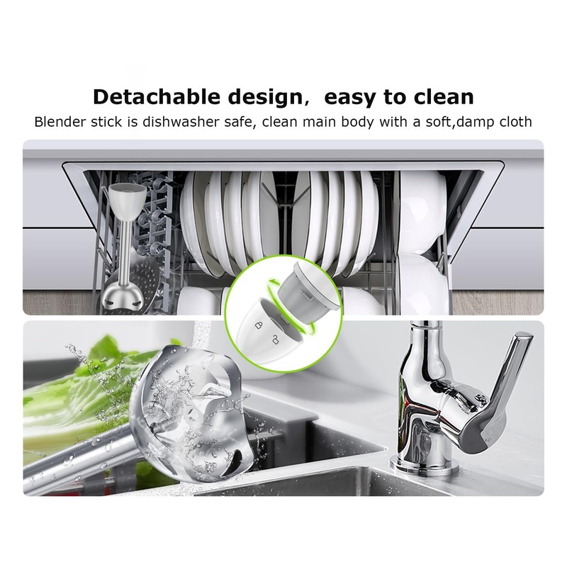 Bonsenkitchen Hand Blender, Immersion Blender with 2 Mixing Speed, Electric