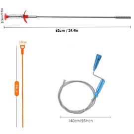 Drain Snake Hair Drain Clog Remover Tool, Sink Drain Cleaner for Sewer Kitchen Bathroom Shower Tub Toilet Clogged Drains Opener Cleaning Tool, Flexible Grabber Claw Pick Up, 50ft