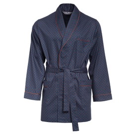 Revise RE-509 Elegant Men's Dressing Gown - Short - 100% cotton– Darkblue C4 – S