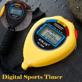 2 Pack Sports Stopwatch Timer, Electronic Digital Stopwatch with Clock, Calendar Alarm, Large Display, Stopwatch for Jogging, Running, Cycling, Black