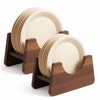 OSZKO 2PC Wooden Paper Plate Holder, Kitchen Countertop Storage for