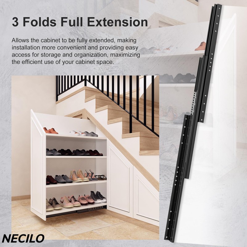 NECILO 16 Inch Undermount Heavy Duty Drawer Slides, 260 lbs