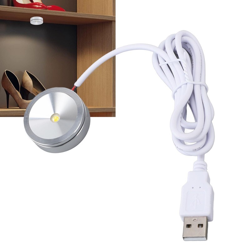 Round LED Display Spotlight 1W Jewelry Cabinet Light USB Plug