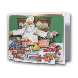Festive Feast - Pictoria Press 3D Pop Up Christmas Greeting Card - Father Christmas Chef