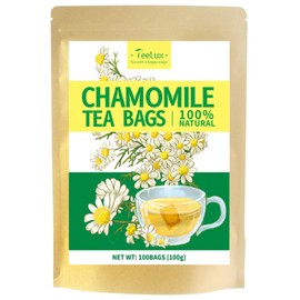 TeeLux Chamomile Tea Bags 100 Count, Pure Natural Chamomile Flowers, Soothing, Caffeine Free Herbal Tea, Biodegradable Tea Bags