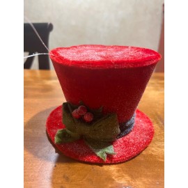 Unbranded Red Velvet Top Hat Ornaments