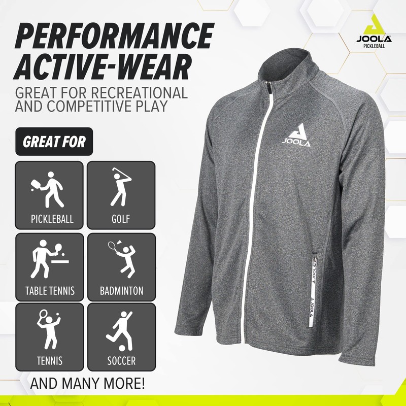 JOOLA Men's Standard Ben Johns Victory Full Zip Jacket, Grey,