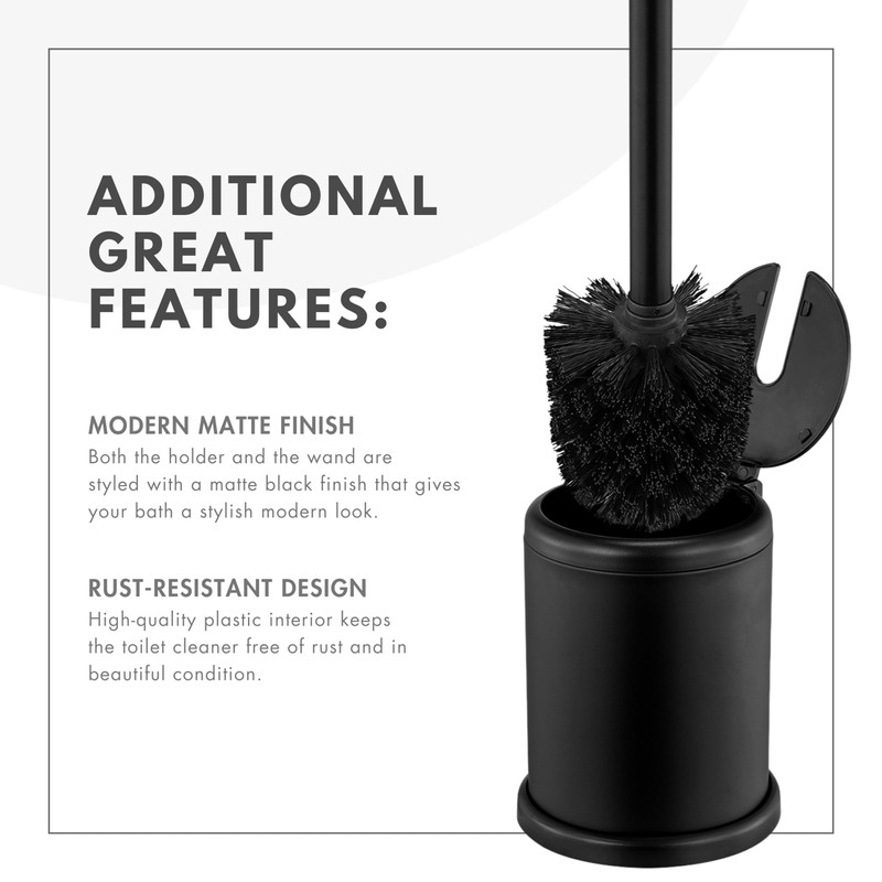 ToiletTree Products - Escobilla de Inodoro con Tapa, Color Negro,