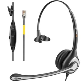 Wantek Wired Phone Headset with Microphone Noise Cancelling, RJ9 Telephone Headsets Compatible with Yealink T20P T21P T26P T23G T42S T46S T48S T53W T57W Avaya J179 9608G 9611G 9620 Grandstream Snom