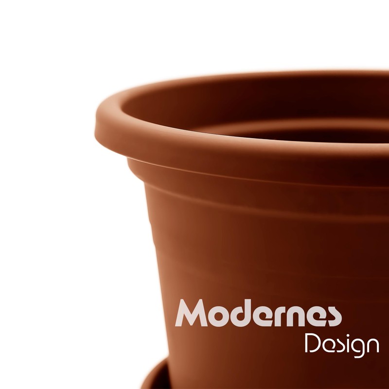 BigDean Pack of 8 Flower Pots with Saucers, Round, Diameter