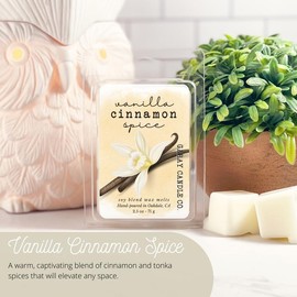 Clean Soy Blend Wax Melts Candle Decor with 50  including holiday favorite fragrances, smokeless fragrance for your home   Freshener Scented - Scent: Vanilla Cinnamon Spice