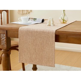 MAIBAOTA Beige Table Runner Boho Linen Farmhouse Rustic Table Runners for Dining Table Summer Bohemian Burlap Home Kitchen Decor Holiday Party Decorations and Everyday Use (33 x 122 cm)