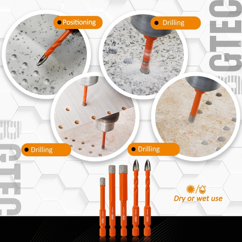 BGTEC Diamond Drill Bit Set 10PCS - 5/6/8/10MM Tile Bits
