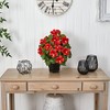 Nearly Natural Hibiscus with Black Hexagon Vase Silk Plant