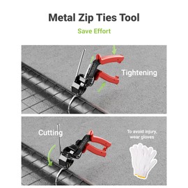 LEENUE Metal Cable Tie Gun, Heavy Steel Cable Tie Cutter, Fasten and Cut Stainless Steel Cable Ties, for Outdoor Chain Link Fence Ties, Exhaust Pipe and Cables