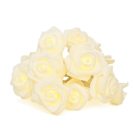 ELEGANI 20 LED Rose Flower String Lights – 9.5ft Warm White, 5mm Bulbs, 12" Lead, 6" Spacing, Indoor Decorative Lighting for Bedroom, Wedding, Party, and Holiday Decor