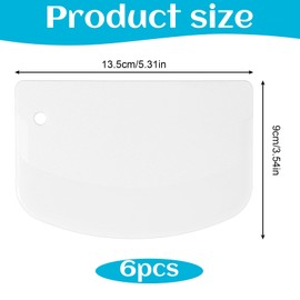 6Pcs Plastic Bread Scraper Hard Bench Scraper 5.3x3.54'' Flexible Dough Scraper Cutter Tools for Homemade Baking(White)