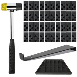 Laminate Laying Set, 43-Piece Vinyl Laying Set, Laminate Floor Set Including 40 Laminate Floor Spacers, Double-Sided Rubber Mallet, Bump Block, Pull Rod