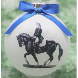 H002 Hand-made Christmas Ornament horse - black piaffe dressage