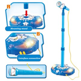 KonHaovF Kids Karaoke Machine with Lights, Microphone with Adjustable Stand Singing Karaoke Machine for Girls Boys