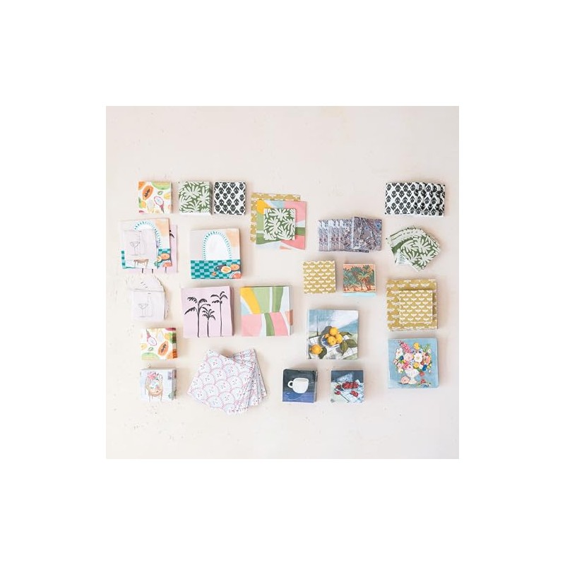 Creative Co-Op Paper Napkins with Lemon Design, Multicolor, Set of