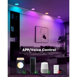 Smart Recessed Lighting 4-inch - 9W Color Changing Smart Recessed Lights （4 Pack）Alexa / Google Assistant Compatible 4 inch RGB LED Lights, APP Control Downlight, Voice Control Lights 9W 4 Inch White