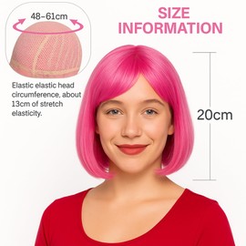 Women's Short Bob Cut Wigs – Ladies Synthetic Fibre Wig with Full Fringe – Shoulder-Length Straight Costume Wig for Fancy Dress, Cosplay, Party & Daily Wear (Ginger)