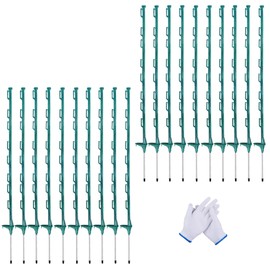 20 Pack 48inch Step-in Electric Fence Posts – Temporary Plastic Fence Stakes for Garden and Farm Protection, Easy to Install and Move.（Green）