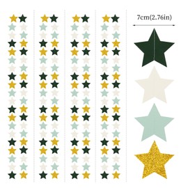 OURUOLA Sage-Green Mint Beige-Gold Party-Decorations Garland - 62ft Twinkle Little Star Hanging Streamers Banner,Rustic Wedding Bridal Baby Shower Engagement Birthday Bachelorette Decor