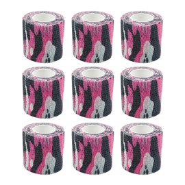 Banglijian 9 Pack Self Adherent Self Adhesive Tape, Cohesive Bandage Tape, Strong Elastic Sports Tape, 2 inches, 5 Yards (Pink)