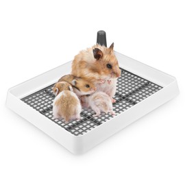 Guinea Pig Litter Box for Cage, Guinea Pig Litter Pan with Grid, Rectangular Guinea Pig Potty Trainer Tray Pet Toilet for Guinea Pig Rat Chinchilla Hedgehog Hamster Ferret Rabbit
