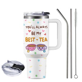 NIAXAUYT Friend Gifts for Women, You'll Always be My Best-Tea Stainless Steel Tumbler Cup Set 40oz, Birthday Gifts for Friendship, Funny Christmas Gifts for BFF Bestie Mug with Handle