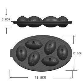 Premium Football Shape Silicone Candy Molds & Ice Cube Trays by Naranqa| Food Grade Silicone BPA Free | Chocolate, Candy, Ice Cube and More (Football Shape-BLK, 1)