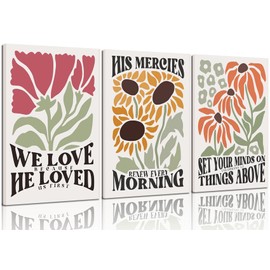 Dytila Framed Christian Bible Scripture Wall Art Set of 3, Flower Marke Pictures Wall Decor Inspirational Paintings Religious Verses Canvas Prints, Artwork for Christian Women & Teen Girls 12x16 in