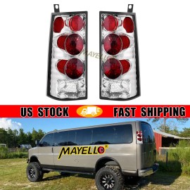 mayello Clear For 03-23 Chevy Express/ GMC Savana Van Tail Lights Brake Lamps Left+Right