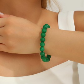 Crystal Vibe Green Jade Bracelet - 10mm Jade Beaded Bracelet for Women Men - Bring Good Luck Wealth Prosperity and Emotional Balance - Adjustable Size