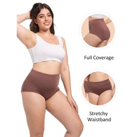 TIICHOO Incontinence Underwear for Women Leak Proof Panties High Waisted Period Briefs Heavy Flow 4 Pack(3X-Large,1 Black/1 Black with Green Lining/1 Turquoise/1 Brown)