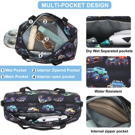 CAMTOP Travel Duffel Bag Women Girls Sport Gym Tote Weekender Overnight Carry-On Bag (D-Car)