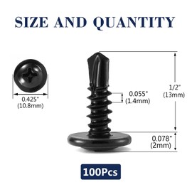 #8 x 1/2" Sheet Metal Screws 100Pcs 410 Stainless Steel Truss Head Fast Self Tapping Screws Black Oxide by SG TZH