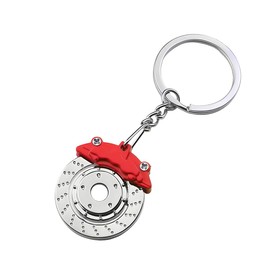 JNNJ Disc Brake Key Ring, Brake Disc Car Parts Key Ring, Car Fashion 3D Key Holder, Car Key Creative Car Decoration Accessories (Red)