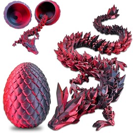 Mooedcoe 3D Dragon in Egg - 3D Printed Dragon Egg Gift for Children Adults Realistic Dragon Egg Movable Crystal Dragon Toy Surprise Easter Dragon Eggs