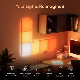 Nanoleaf Blocks Squares Smarter Kit - WiFi Smart RGBW 16M+ Color LED Dimmable Gaming and Home Decor Wall Light Panels (6pk)