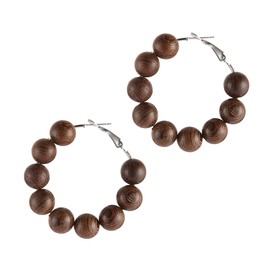 STWTR Women's Natural Wood Earrings Fashion Earrings Geometric Shape Retro Earring Set Natural Wood Hollow Semicircle Earrings