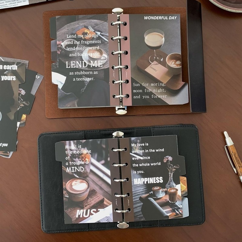 Divider Cards, A7, 4 Stacks, Index Sheet, Coffee Pattern, pp,