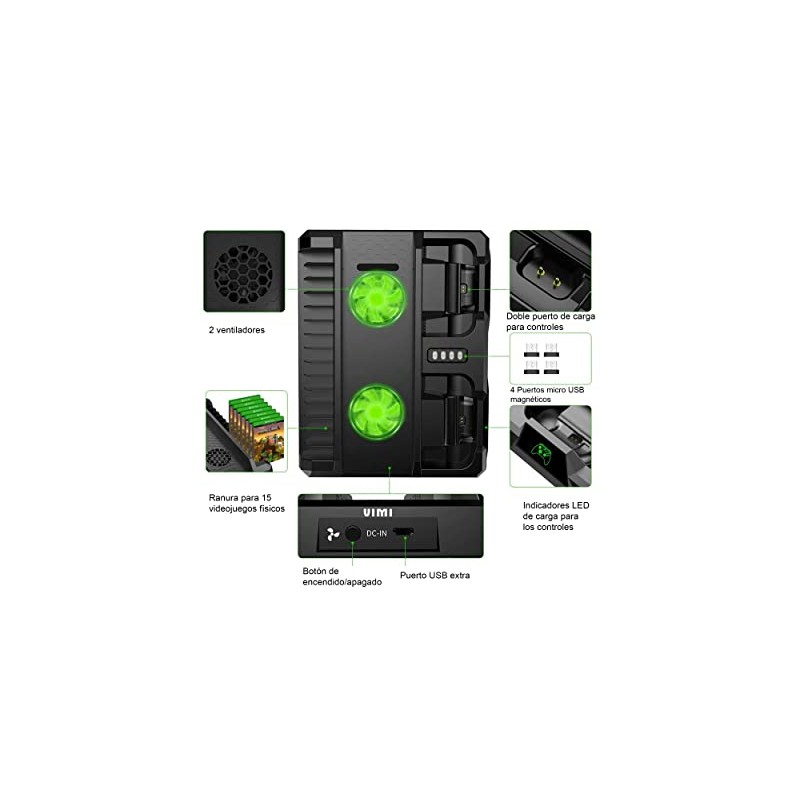 Vimi Base Ventilador Compatible para X Box One Soporte Carga
