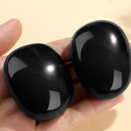 QINJIEJIE QINJIEJIE Obsidian natrliche Edelsteine Handschmeichler Gro? Stein Heilkristall Obsidian Glatter Kristalle Steine 2 Stck Trommelsteine Polierte Sorgenstein Reiki Meditation