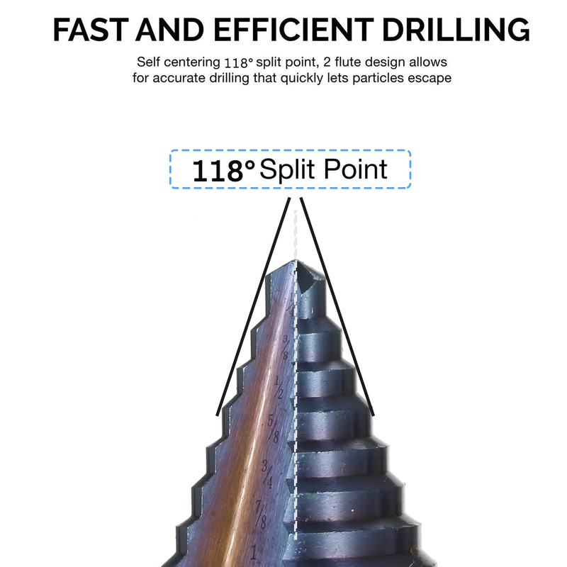 50 Sizes HSS Step Drill Bit Set with Automatic Center