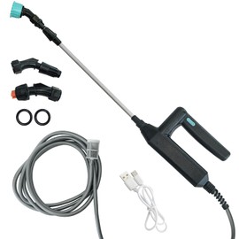 SUGOOE Garden Electric Sprayer, Battery Powered Sprayer Wand with 16.4 FT Hose, 7.4V Voltage 3 Adjustable Nozzles Gravity Filter, Portable Water Sprayer for Yard Lawn Weeds Plants
