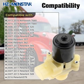 HZ-MONSTAR Truck Windshield Wiper Washer Fluid Pump Compatible with Peterbilt 385 386 387 388 389 579 385 386 387 388 389 Kenworth T680 T880 Replace 104307, T4695001, 104252, HLK7046