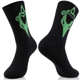 RANDY SUN Cushioned Merino Wool Performance Socks, Unisex Waterproof Hiking Crew All Season Socks for Men and Women Black Green L 1 Pair